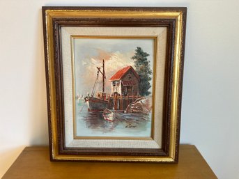 Mid-century John Luini Nautical Oil Painting