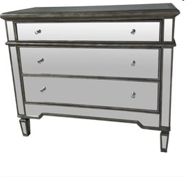 Worlds Away  Hollywood Regency Cary Mirrored 3 Drawer Chest