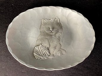 Vintage Wendell August Hand-forged Aluminum Trinket Dish - Cat Motif
