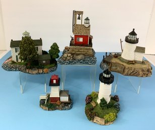 A Wonderful  Vintage Collection Of 5 Lighthouses From Harbor Lights Society Exclusive - Including CT