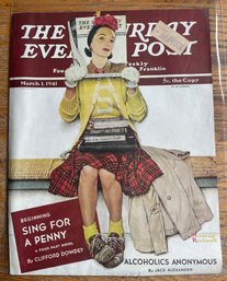 Fabulous SATURDAY EVENING POST Norman Rockwell Cover - 1941