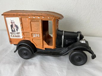 Vintage Cast Iron USPS Toy Army Mail Truck