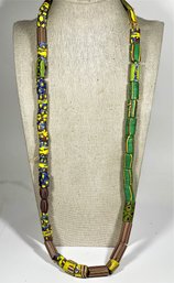 Venetian African Glass Trade Beads Necklace 28' Long
