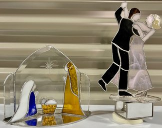 Two Leaded Glass Creations - Dancing And A Creche