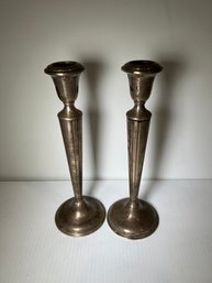 Pair Of Empire Vintage Sterling Weighted Candlesticks