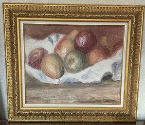 Fruit Still Life Oil On Canvas Painting Signed