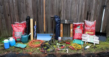 Mixed Outdoor Lot With Shovels, Racks And Implements Of Destruction