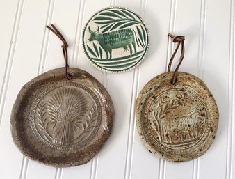 Great Collection Of  Vintage Earthenware Butter Stamps