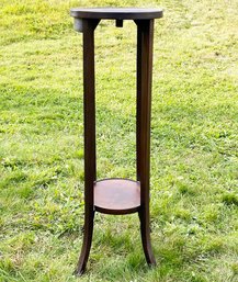 An Art Deco Plant Stand With Brass Banded Mahogany Top