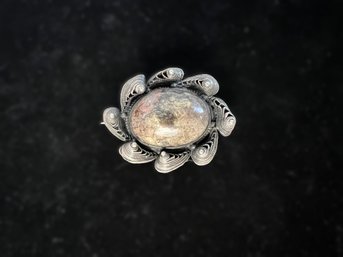 Antique Agate & Silver Wire Brooch