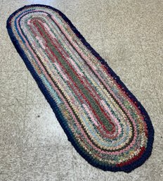 Vintage Handmade Long Oval Rag Rug