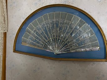 Mother Of Pearl Lace Fan In Frame