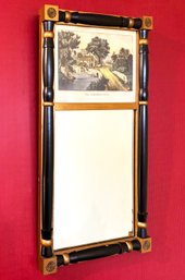 A 19th Century Trumeau Mirror With Period Currier & Ives Lithograph Inset