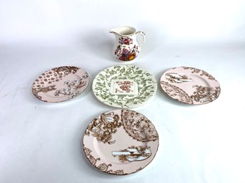 Mixed Group Of Plates With Mason English China - Fruit Basket Pattern Creamer