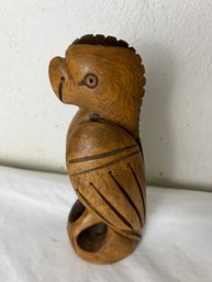 Two-Tone Carved Tropical Hardwood Parrot Figurine, 8'