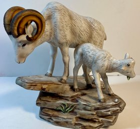 1984 Homco Masterpiece Porcelain Ram & Lamb Figure