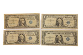 4 1957 & 1957B One Dollar Silver Certificate With Blue Seal