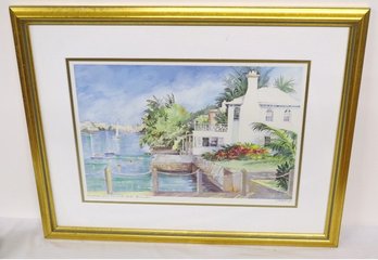 Another Lovely Print Of Bermuda By British Artist Carol Holding - Hamilton From Warwick Dock