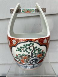 Pretty Asian Water Bucket /Vase Planter With Handle