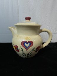 Vintage Shawnee Pottery Floral Heart Lidded Jug