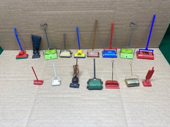 Vintage And Antique Doll House Carpet Sweepers And Vacuums. Lot Of (16). Sally Annn, Ideal, Teeny Toy Co.