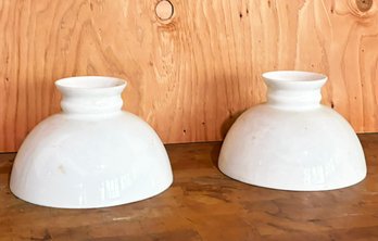 A Pair Of Large Milk Glass Lamp Shades