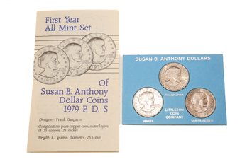 1979 Susan B. Anthony Dollar Set - Philadelphia, Denver, San Francisco In Littleton Coin Co. Packaging