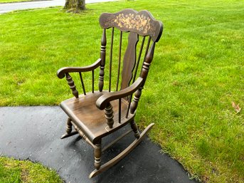 Vintage Hand Stenciled Autumnal Wooden Rocking Chair
