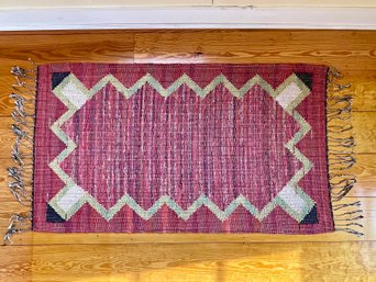 Red Area Rug, Handwoven By Textile Artist Sara Hotchkiss