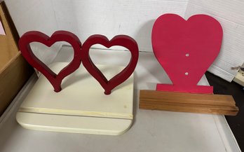 Wooden Red Heart Shape Napkin Holders & Other One Like Photo Holder Multicolor. TT/A3