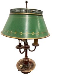 Vintage 3 Bulb Lamp With Green Shade