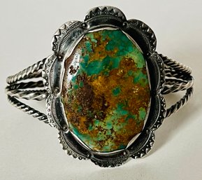 VINTAGE STERLING SILVER NATIVE AMERICAN TURQUOISE CUFF BRACELET