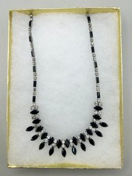 Vintage Black And Silver Rhinestone Necklace