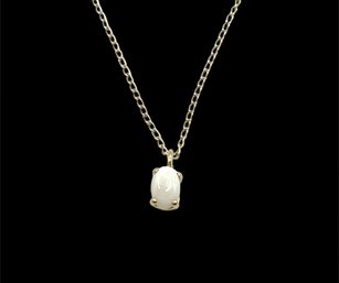 Vintage Sterling Silver White Stone Pendant Necklace