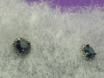 14K White Gold & Blue Moissanite Earrings