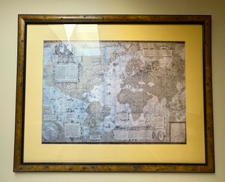 A New And Ancient Description Of The World Framed Map