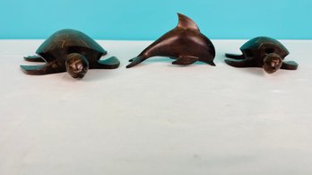 Handcarved Dolphin And Turtles