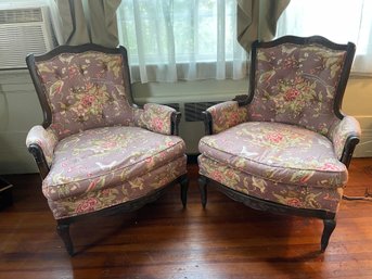 Pair Of Upholstered Vintage Arm Chairs.