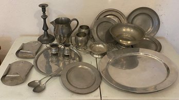 Large Lot Of Vintage And Antique Pewter