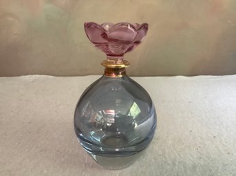 Illusions Glass Perfume Bottle And Pink Crystal Stopper Made Italy