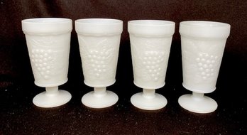 Set Of 4 Vintage Milk Glass Pedestal Glasses