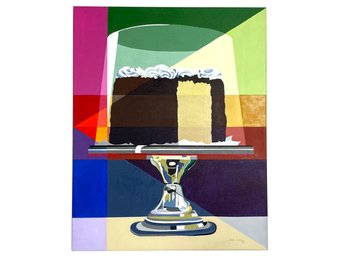 A Vintage Acrylic On Canvas, 'Cake Stand,' Joan Luby (American, 1934-2015)