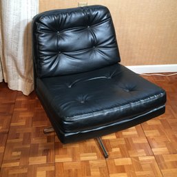(3 Of 4) Vintage MCM / Midcentury Black Leather Swivel Chair - Chrome Legs - We Have FOUR TOTAL Sold 1 By 1