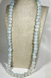 Antique 30' Long Strand Of Opalescent Glass Beads Necklace