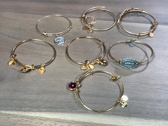 Lot Of Seven (7) ALEX & ANI Gold Tone Bracelets - Many Styles - Very Nice Lot - Sold As Group Of Seven !