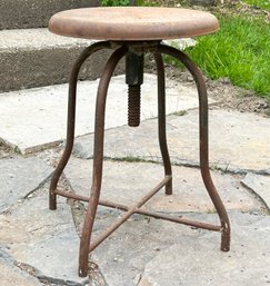 An Antique Industrial Shop Stool - Adjustable Height