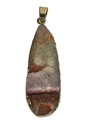 Large Gold Framed Stone Mineral Pendant