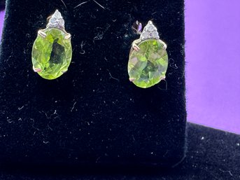 10K Yellow Gold Peridot & Diamond Earrings