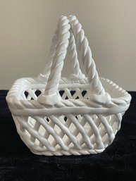 Pier 1 Imports DolomiteWhite Woven Lattice Braid Decor Farmhouse Easter Basket