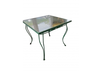 Green Wrought Iron Glass Top Table And Chairs